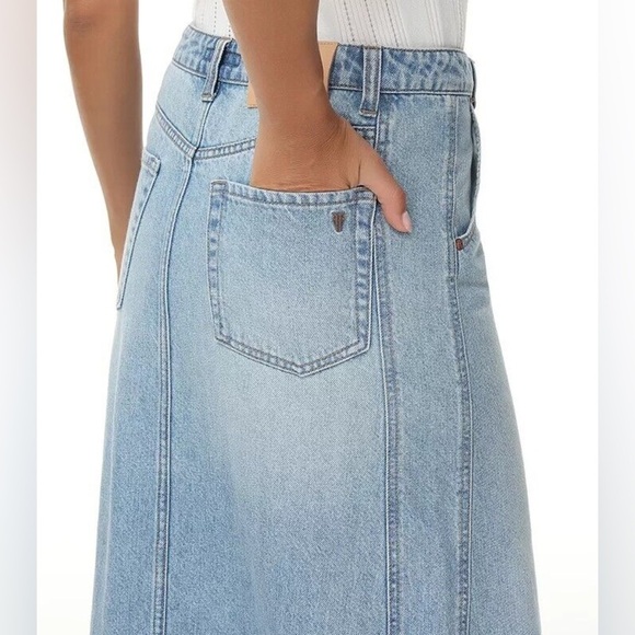 Frye Front-Slit Seamed Denim Maxi Skirt - Picture 2 of 8